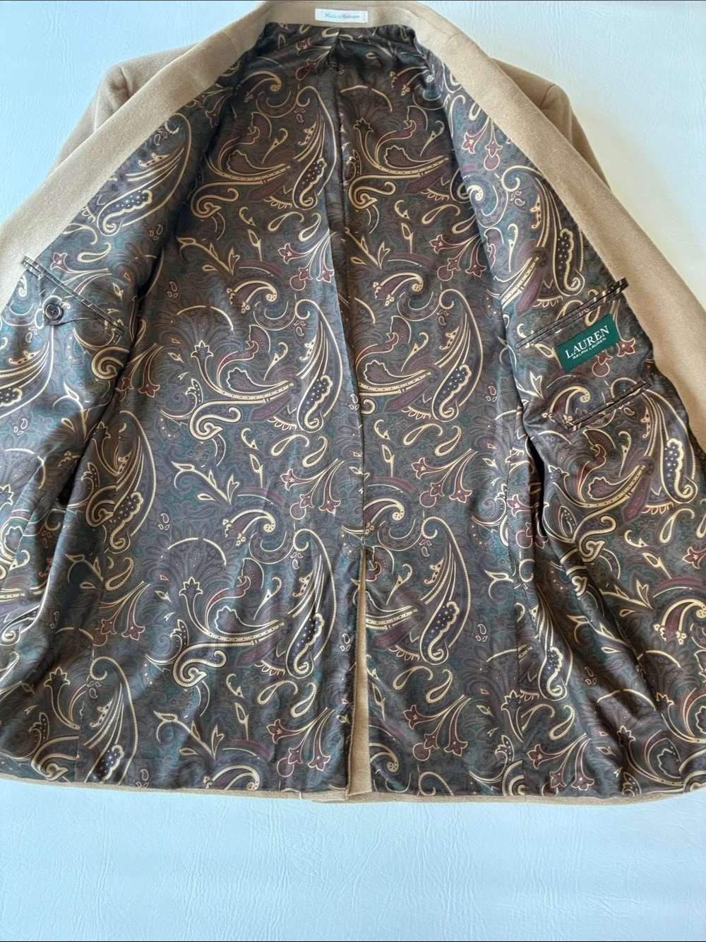 Lauren Ralph Lauren Men’s 42L Wool Silk Cashmere Camel Sport Coat Blazer